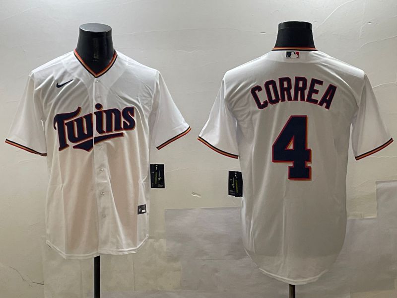 Men Minnesota Twins #4 Correa White Game 2025 Nike MLB Jersey style 1->milwaukee brewers->MLB Jersey